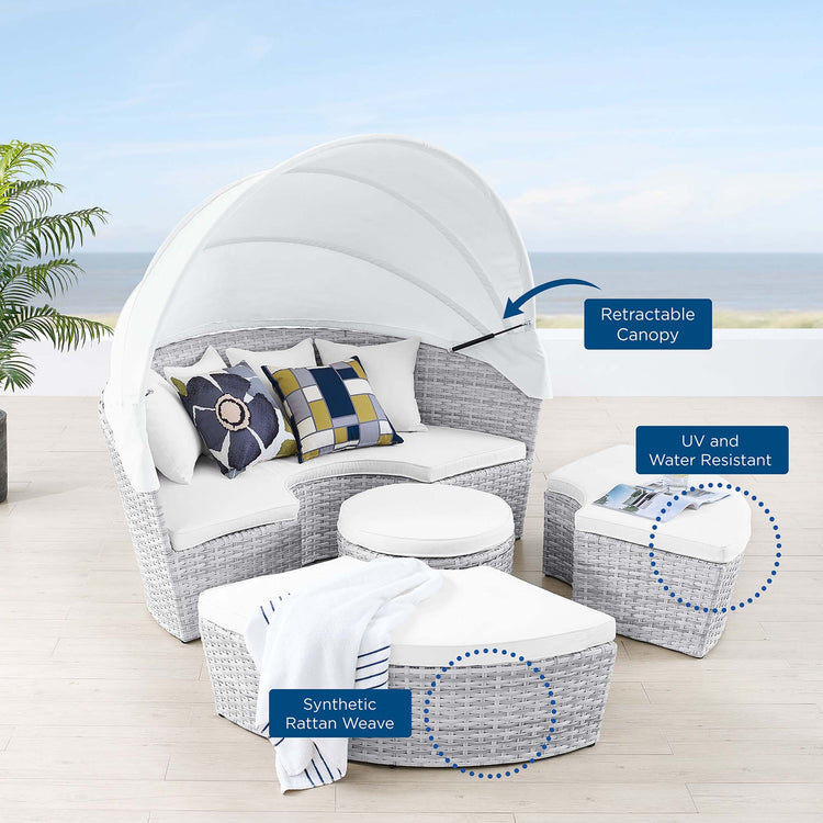 Scottsdale Canopy Outdoor Patio Daybed - Light Gray White