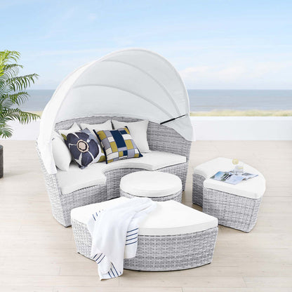 Scottsdale Canopy Outdoor Patio Daybed - Light Gray White