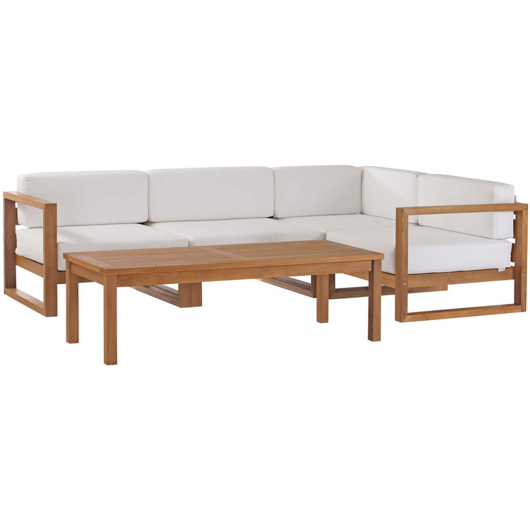 Upland 5-Piece Outdoor Patio Teak Wood Sectional Sofa Set - Default Title