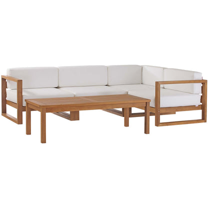 Upland 5-Piece Outdoor Patio Teak Wood Sectional Sofa Set - Default Title
