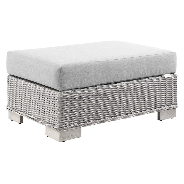 Conway Outdoor Patio Wicker Rattan Ottoman - Light Gray Gray