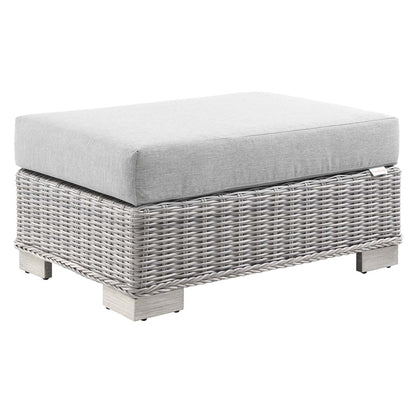 Conway Outdoor Patio Wicker Rattan Ottoman - Light Gray Gray