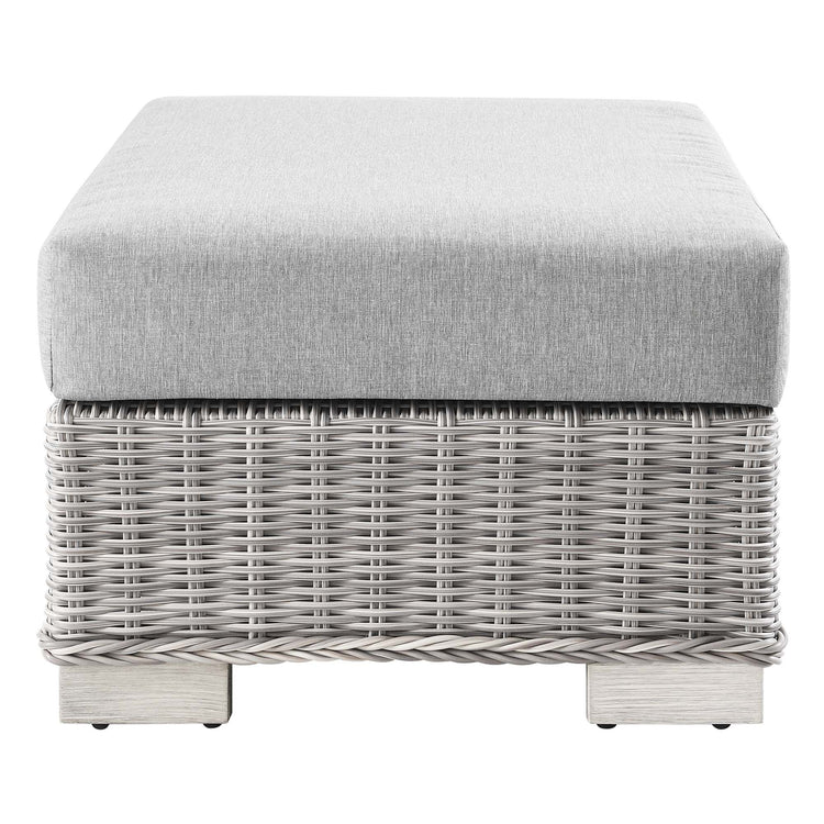 Conway Outdoor Patio Wicker Rattan Ottoman - Light Gray Gray