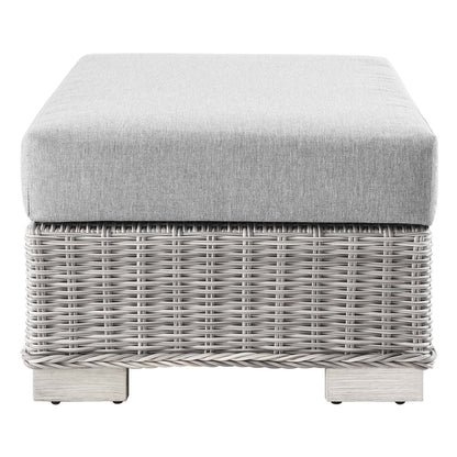 Conway Outdoor Patio Wicker Rattan Ottoman - Light Gray Gray