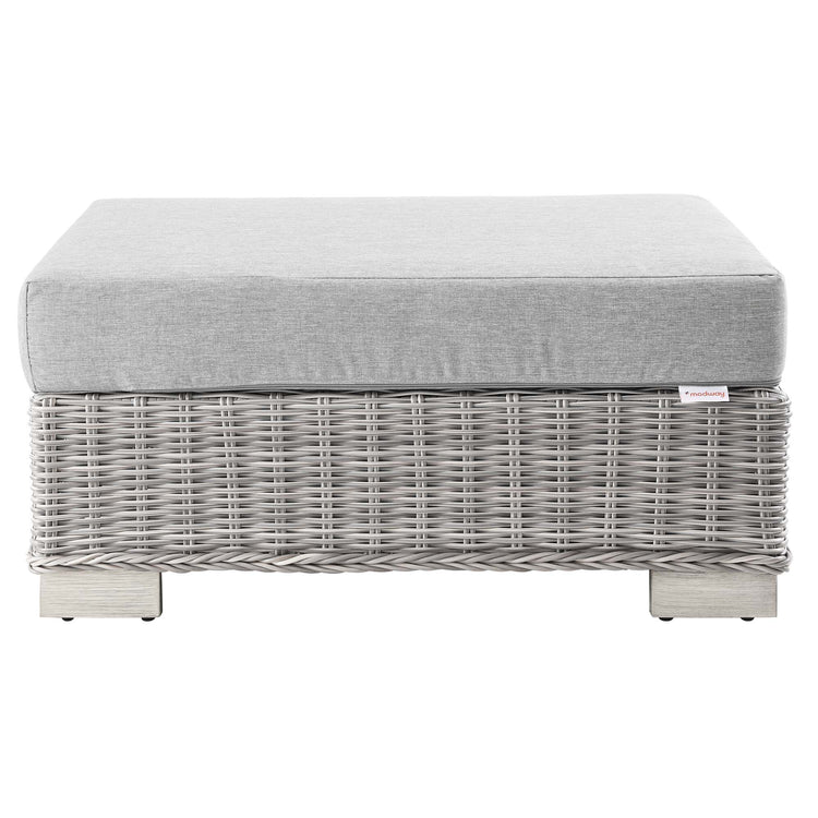 Conway Outdoor Patio Wicker Rattan Ottoman - Light Gray Gray