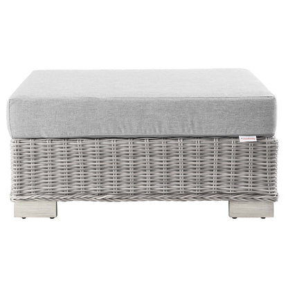 Conway Outdoor Patio Wicker Rattan Ottoman - Light Gray Gray