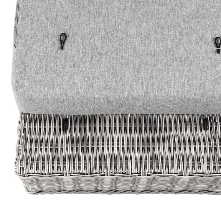 Conway Outdoor Patio Wicker Rattan Ottoman - Light Gray Gray