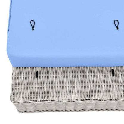 Conway Outdoor Patio Wicker Rattan Ottoman - Light Gray Light Blue