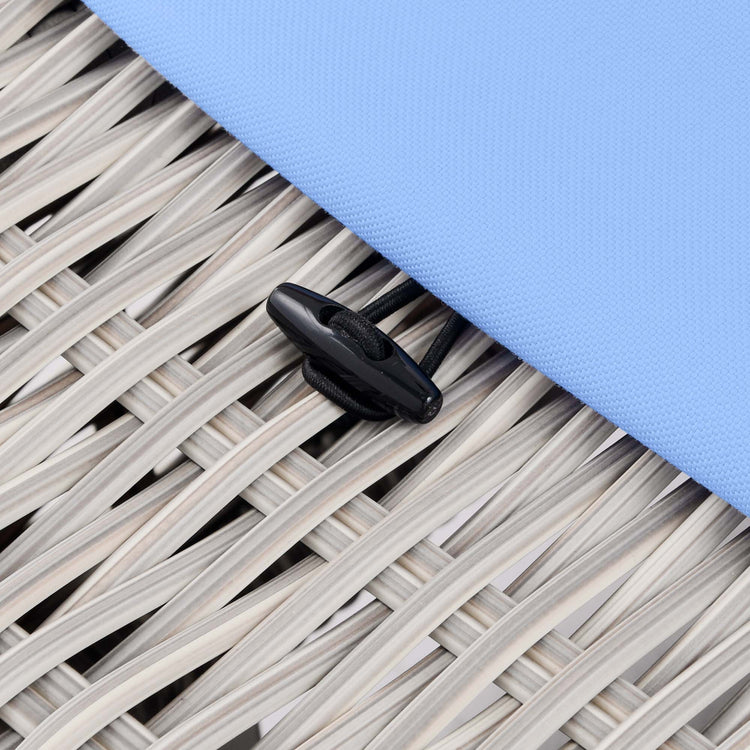 Conway Outdoor Patio Wicker Rattan Ottoman - Light Gray Light Blue