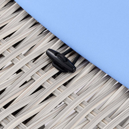 Conway Outdoor Patio Wicker Rattan Ottoman - Light Gray Light Blue