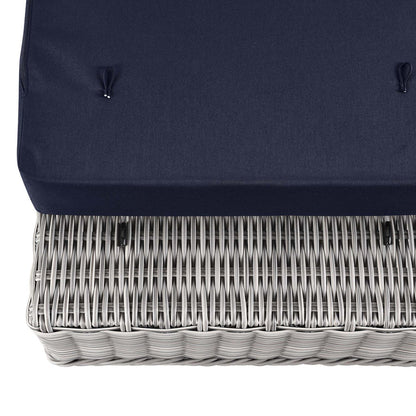 Conway Outdoor Patio Wicker Rattan Ottoman - Light Gray Navy