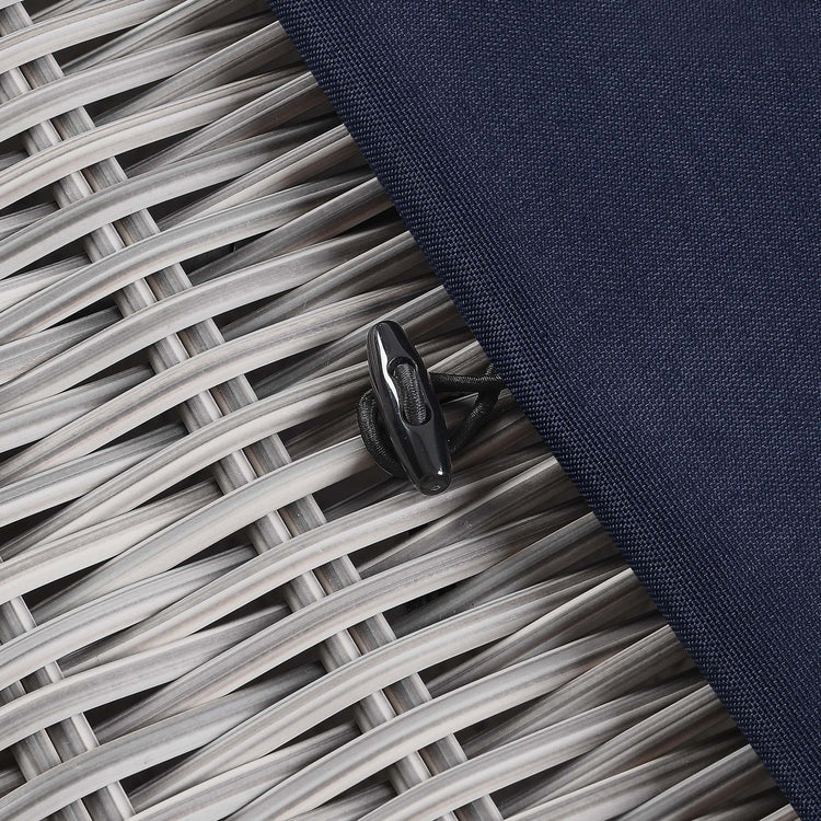 Conway Outdoor Patio Wicker Rattan Ottoman - Light Gray Navy