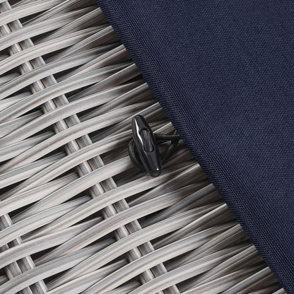 Conway Outdoor Patio Wicker Rattan Ottoman - Light Gray Navy