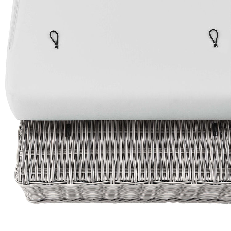 Conway Outdoor Patio Wicker Rattan Ottoman - Light Gray White