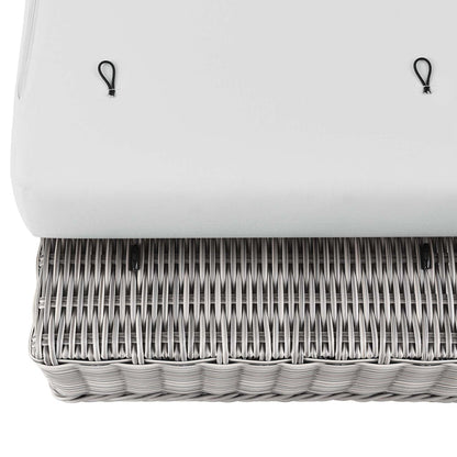 Conway Outdoor Patio Wicker Rattan Ottoman - Light Gray White