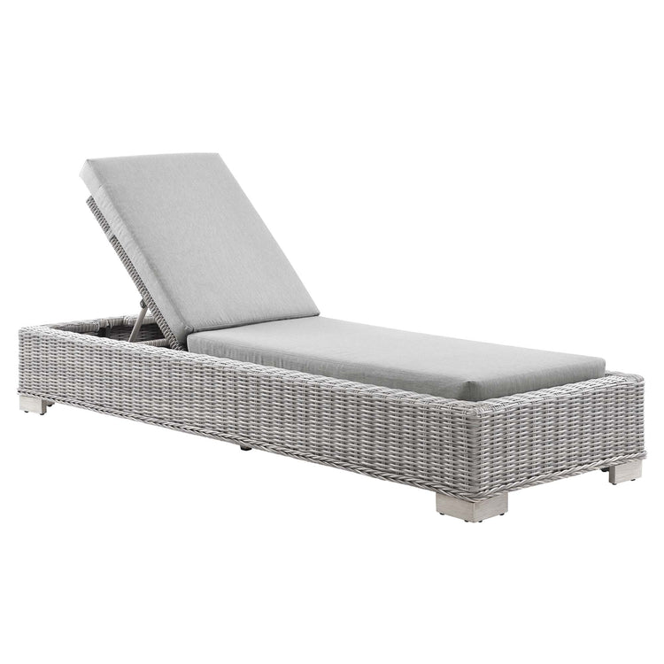 Conway Outdoor Patio Wicker Rattan Chaise Lounge - Light Gray Gray
