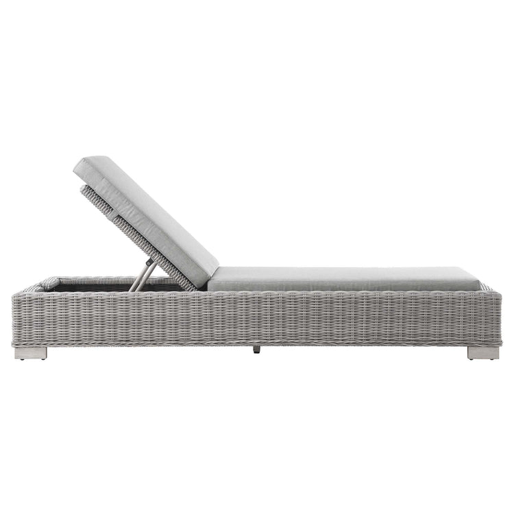 Conway Outdoor Patio Wicker Rattan Chaise Lounge - Light Gray Gray