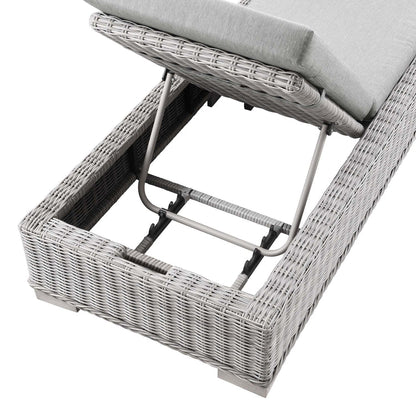 Conway Outdoor Patio Wicker Rattan Chaise Lounge - Light Gray Gray