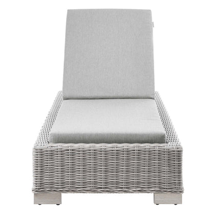 Conway Outdoor Patio Wicker Rattan Chaise Lounge - Light Gray Gray