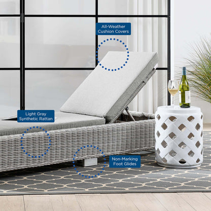 Conway Outdoor Patio Wicker Rattan Chaise Lounge - Light Gray Gray