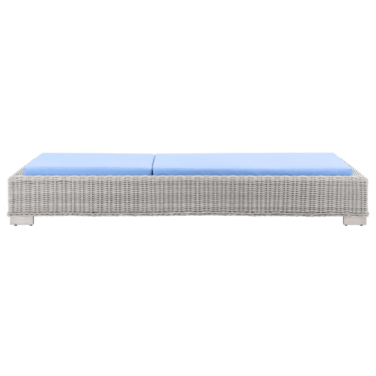 Conway Outdoor Patio Wicker Rattan Chaise Lounge - Light Gray Light Blue