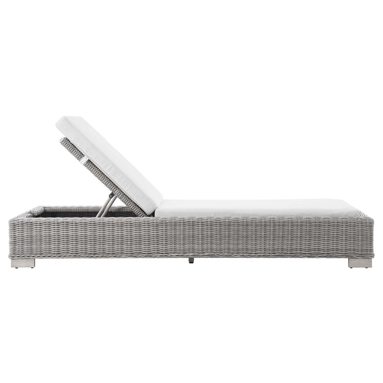 Conway Outdoor Patio Wicker Rattan Chaise Lounge - Light Gray White