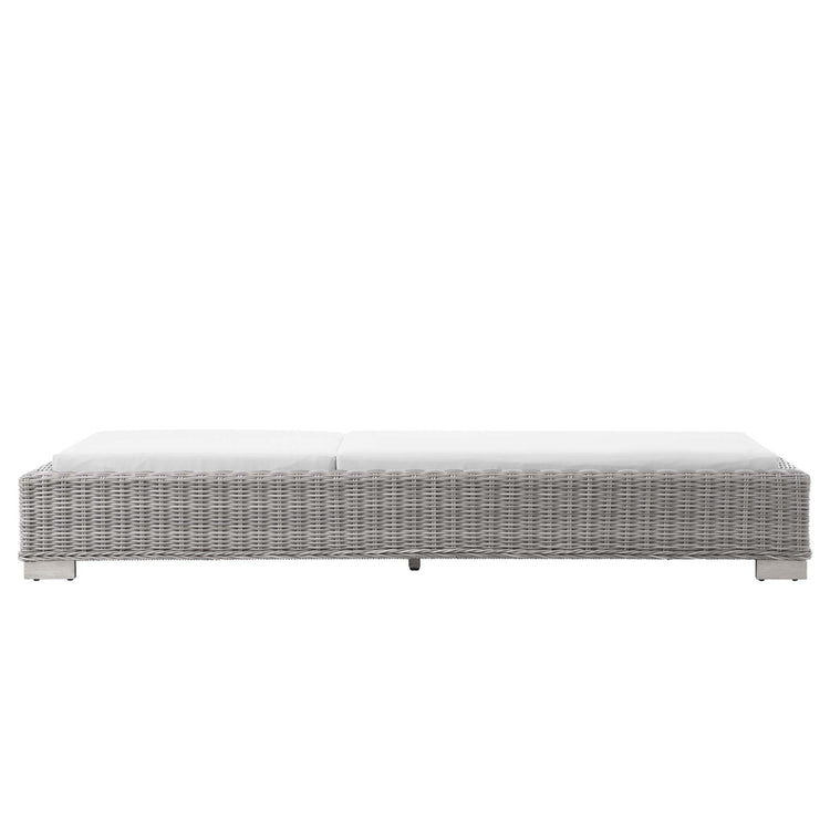 Conway Outdoor Patio Wicker Rattan Chaise Lounge - Light Gray White