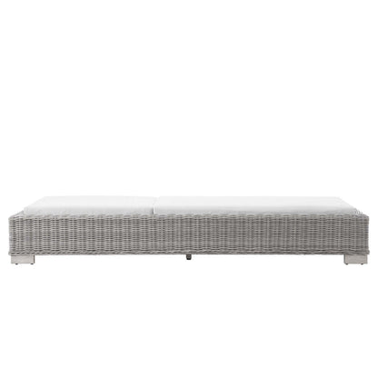 Conway Outdoor Patio Wicker Rattan Chaise Lounge - Light Gray White