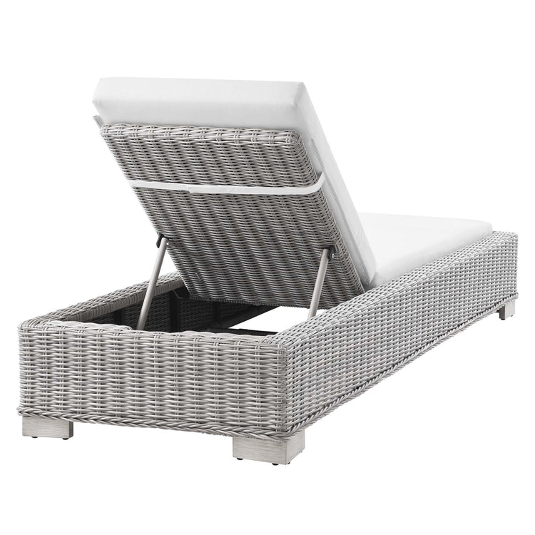 Conway Outdoor Patio Wicker Rattan Chaise Lounge - Light Gray White
