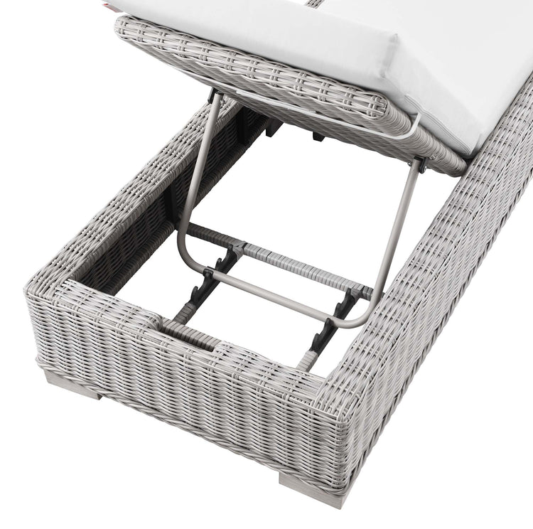 Conway Outdoor Patio Wicker Rattan Chaise Lounge - Light Gray White