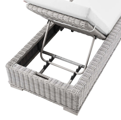 Conway Outdoor Patio Wicker Rattan Chaise Lounge - Light Gray White