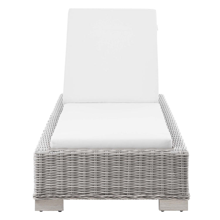Conway Outdoor Patio Wicker Rattan Chaise Lounge - Light Gray White