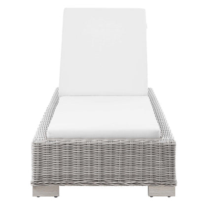 Conway Outdoor Patio Wicker Rattan Chaise Lounge - Light Gray White