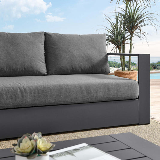 Tahoe Outdoor Patio Powder-Coated Aluminum Sofa - Gray Charcoal