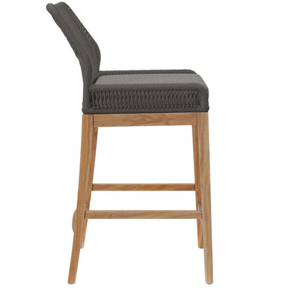 Wellspring Outdoor Patio Teak Wood Bar Stool - Gray Graphite