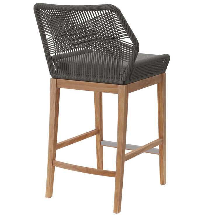Wellspring Outdoor Patio Teak Wood Bar Stool - Gray Graphite