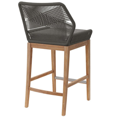 Wellspring Outdoor Patio Teak Wood Bar Stool - Gray Graphite