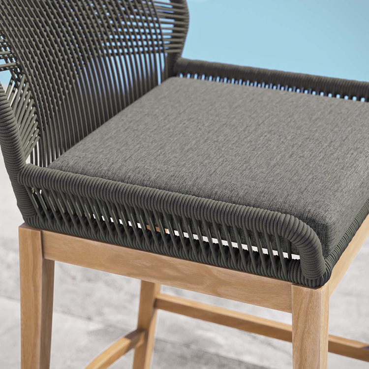 Wellspring Outdoor Patio Teak Wood Bar Stool - Gray Graphite