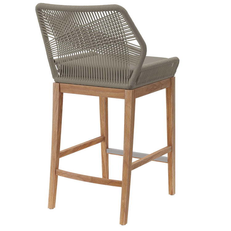 Wellspring Outdoor Patio Teak Wood Bar Stool - Light Gray Greige
