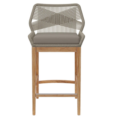 Wellspring Outdoor Patio Teak Wood Bar Stool - Light Gray Greige