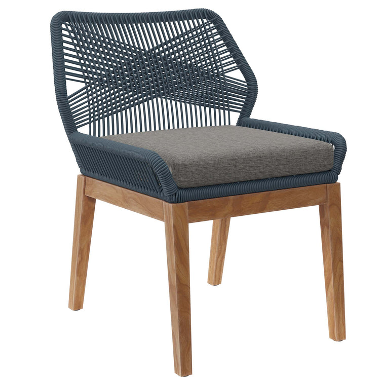 Wellspring Outdoor Patio Teak Wood Dining Chair - Blue Graphite