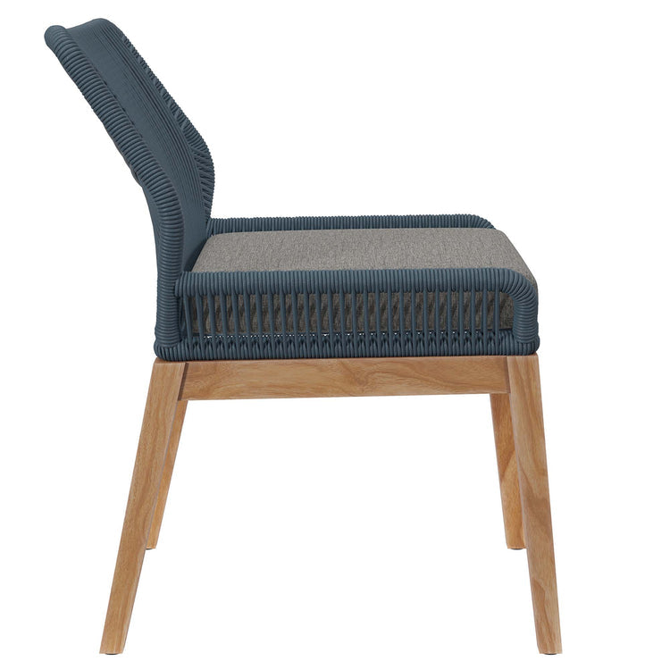 Wellspring Outdoor Patio Teak Wood Dining Chair - Blue Graphite