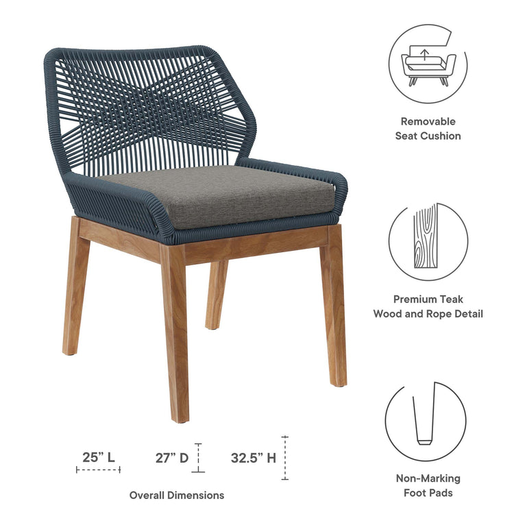 Wellspring Outdoor Patio Teak Wood Dining Chair - Blue Graphite