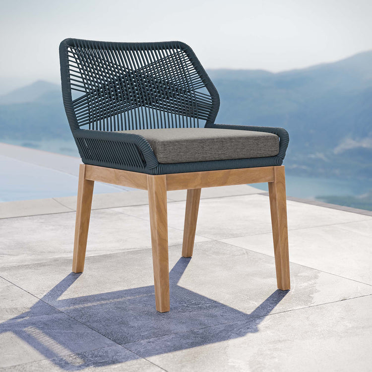 Wellspring Outdoor Patio Teak Wood Dining Chair - Blue Graphite