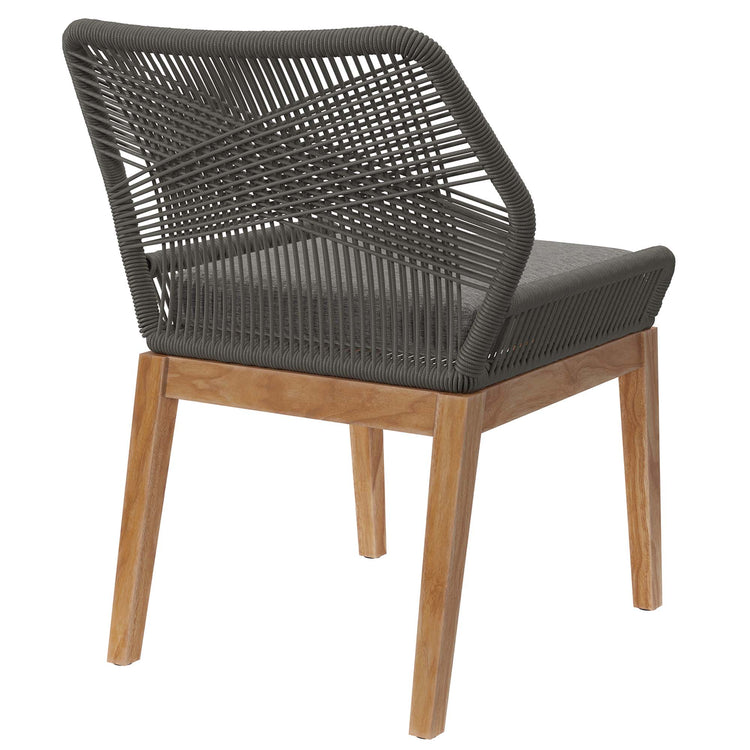 Wellspring Outdoor Patio Teak Wood Dining Chair - Gray Graphite