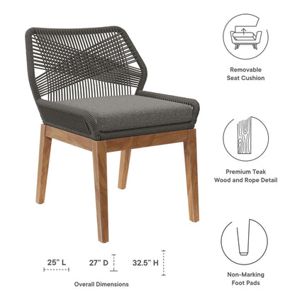 Wellspring Outdoor Patio Teak Wood Dining Chair - Gray Graphite
