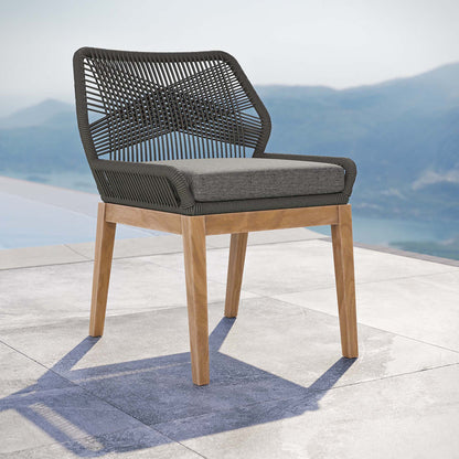 Wellspring Outdoor Patio Teak Wood Dining Chair - Gray Graphite