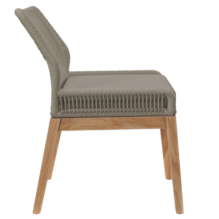 Wellspring Outdoor Patio Teak Wood Dining Chair - Light Gray Greige