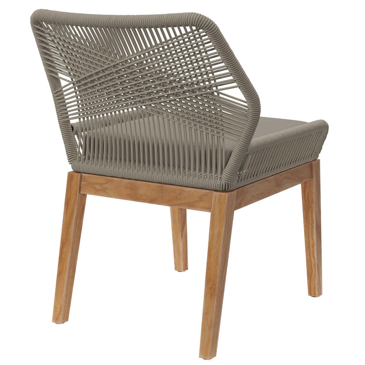 Wellspring Outdoor Patio Teak Wood Dining Chair - Light Gray Greige