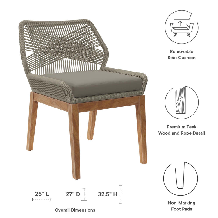 Wellspring Outdoor Patio Teak Wood Dining Chair - Light Gray Greige